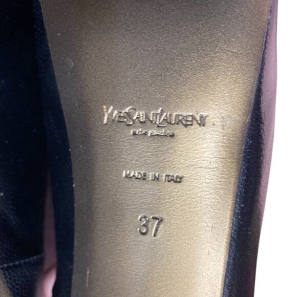 YSL Yves Saint Laurent Embossed Leather Pumps Heels Black 37 (7 US)  $795 - Picture 9 of 13